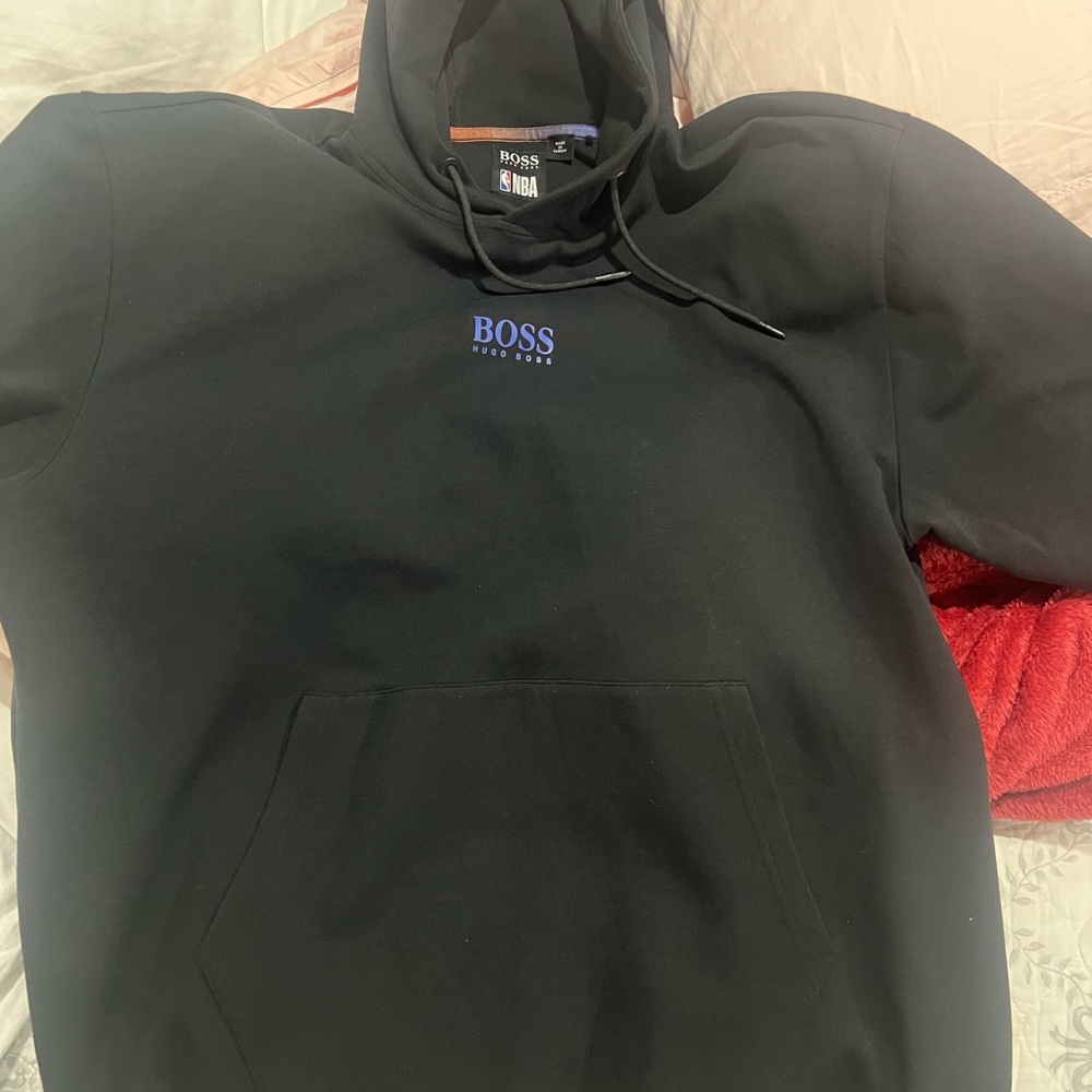 Knicks/BOSS Black Hoodie with Blue Logo NBA